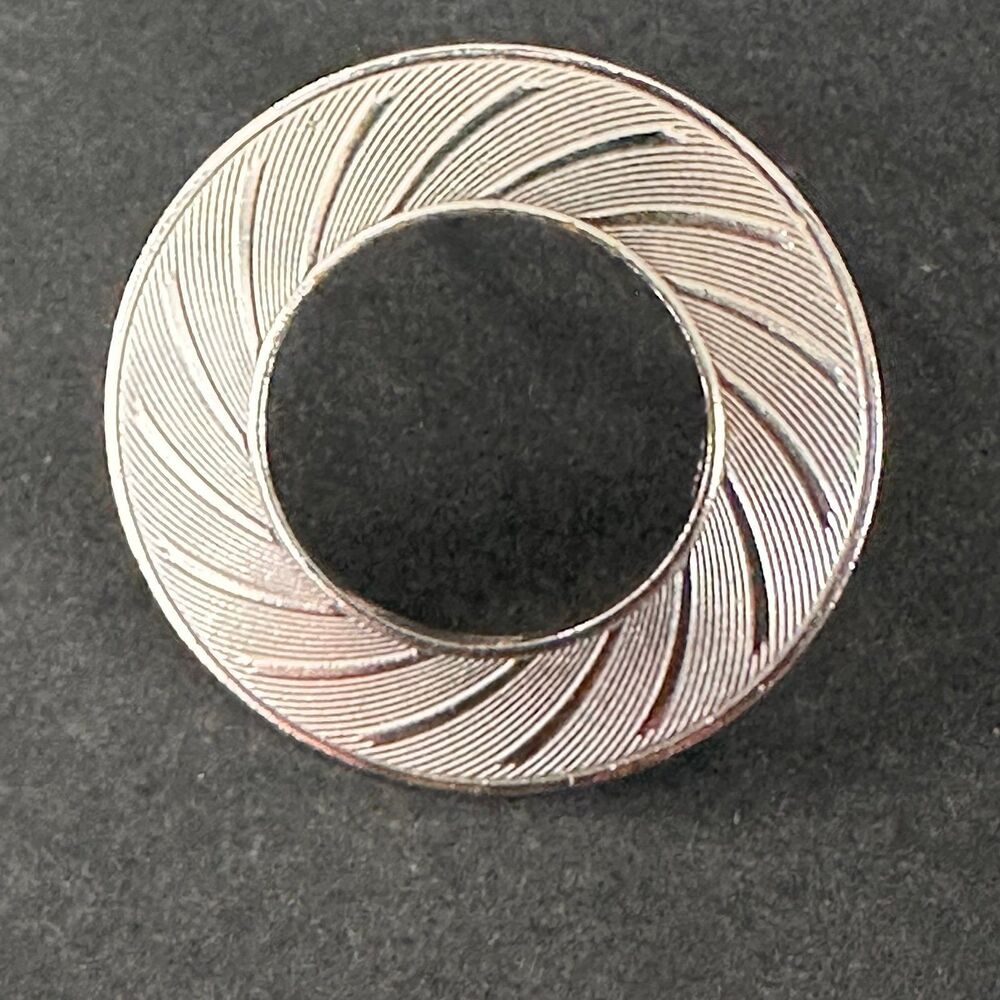Vintage West Germany Textured Silver Tone Round Scarf Dress Clip - 2 1/2”